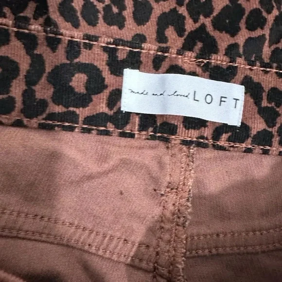 LOFT Size 27/4 Curvy High Waist Skinny Corduroy Pants animal print stretchy - Picture 7 of 13